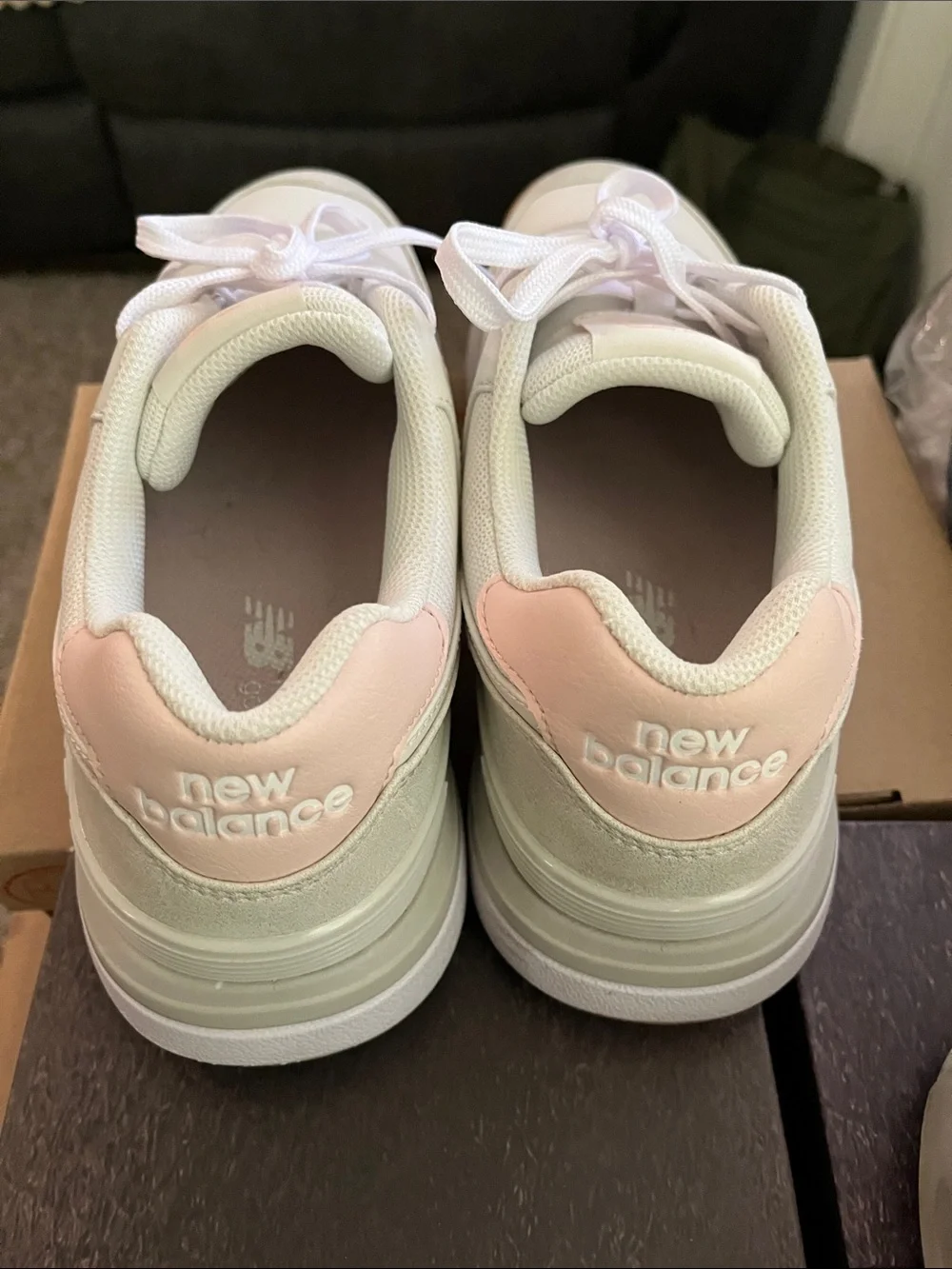 New Balance Women's Sneakers in Light Gray, White & Pale Pink